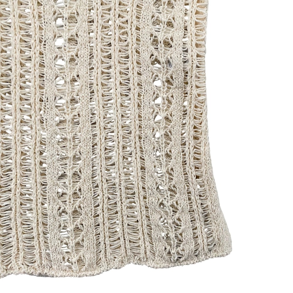 American Eagle Women Cream Open Knit Sleeveless Tank Top Boho Crochet Small - Picture 6 of 11